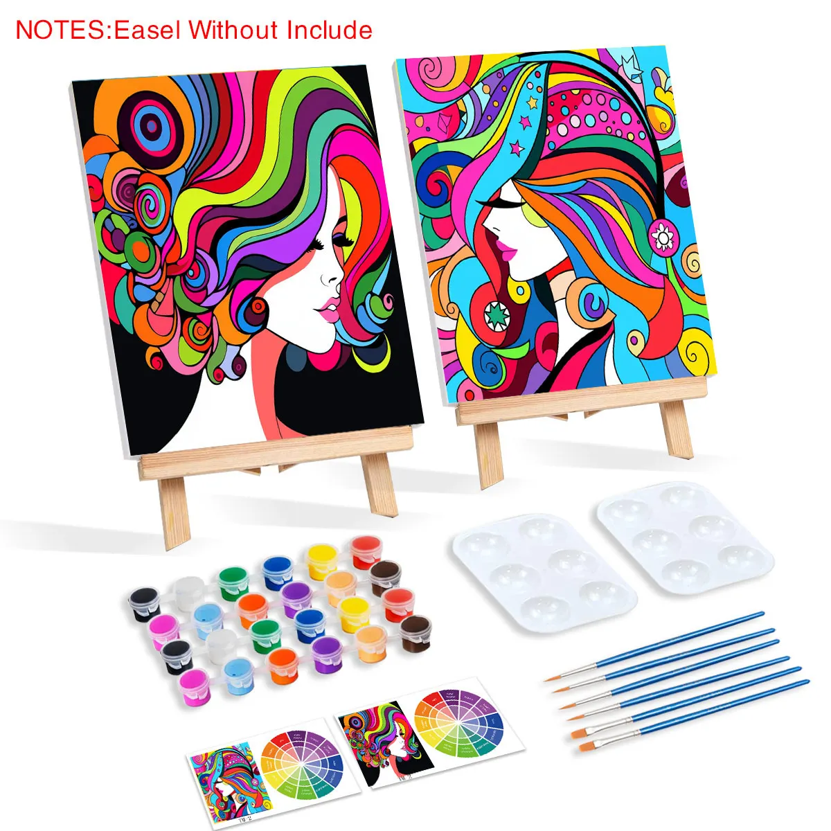 GATYZTORY 2pcs Framed Canvas Painting Kit Colorful Abstract Women Figure Picture Diy Kits Acrylic Digital Paintings By Numbers