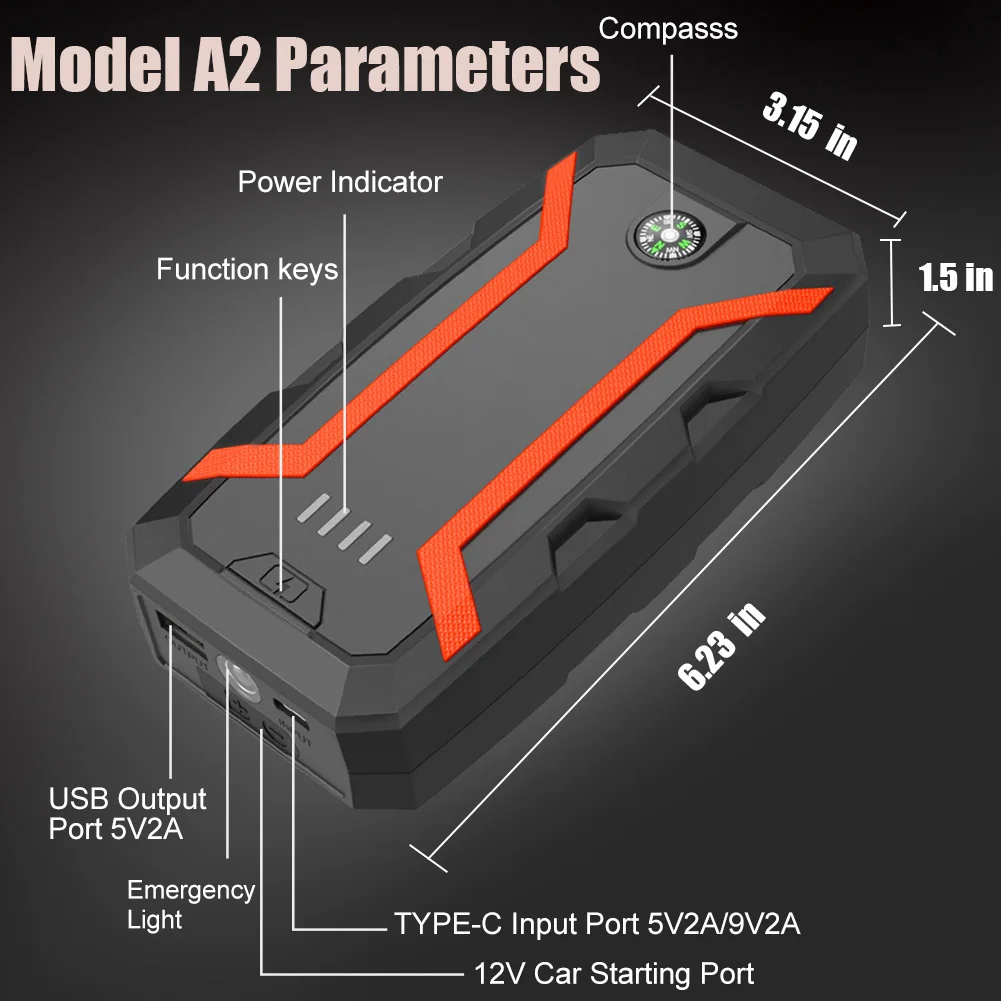 37000mwh Avviatore di emergenza portatile per auto di emergenza Avviatore di emergenza Booster Jump Box Power Bank