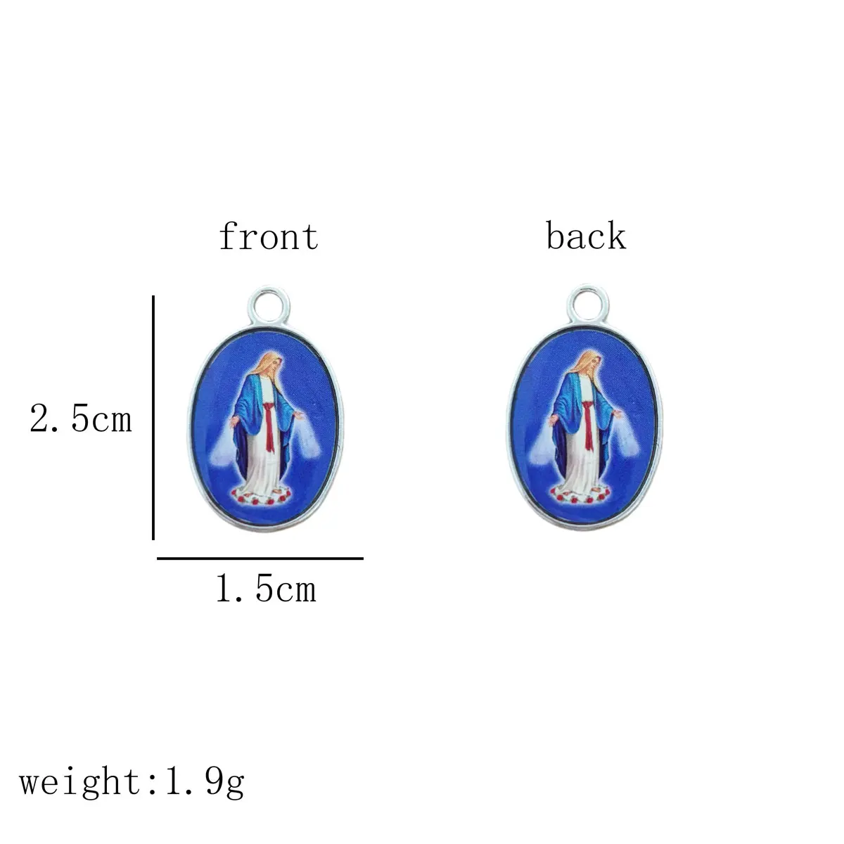 12Pcs Color Print Oval Saint Medals Alloy Pendants for DIY Bracelet Necklace Rosary Making Religious Charms Accessory
