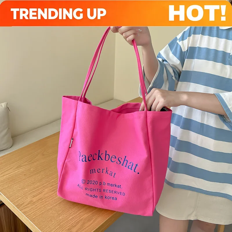 Street Trendy Canvas Handbag, Large Capacity Shoulder Bag, Casual Women Tote Shopping Bag, Literature Campus School Bags Purse
