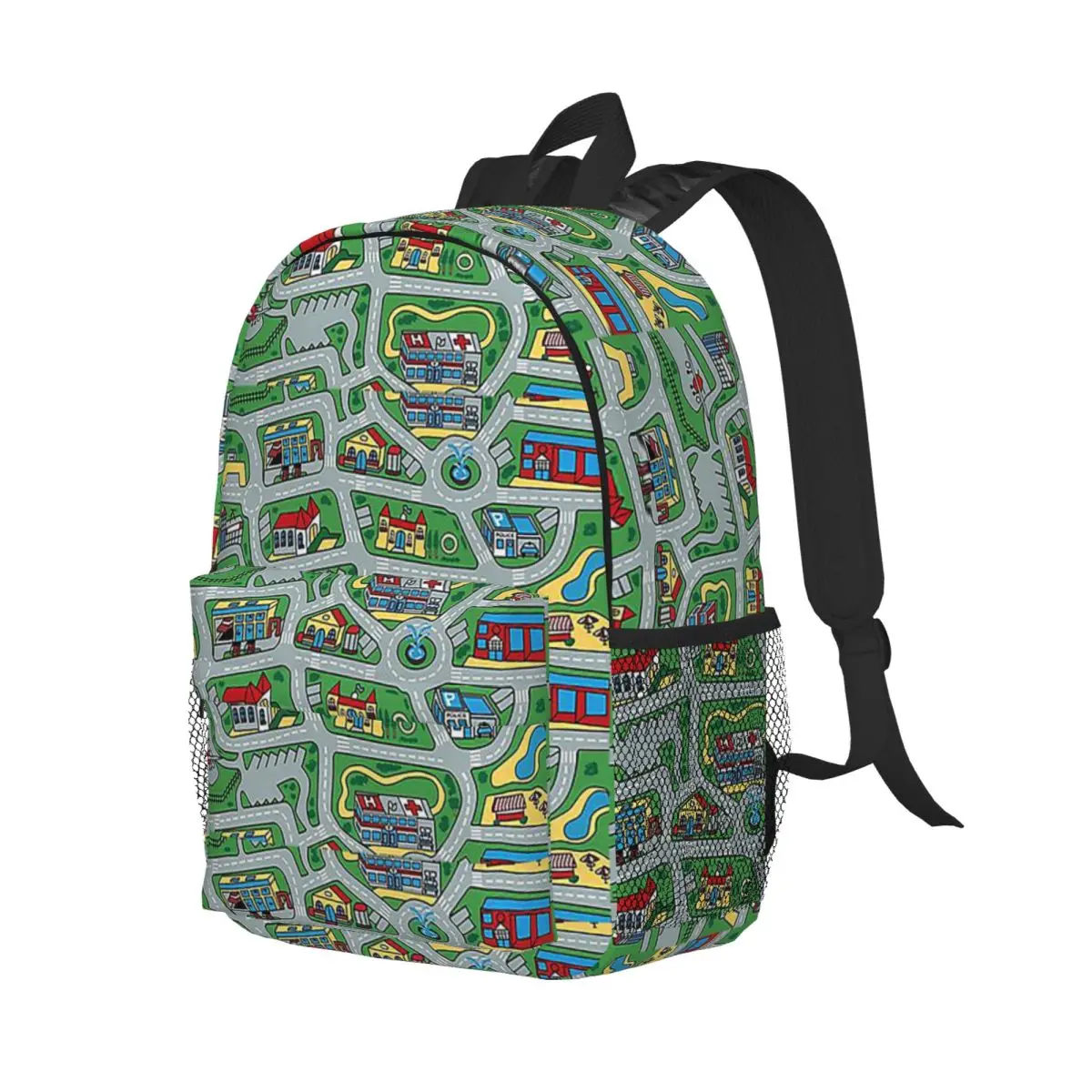 Car City Carpet Road Rug 90s Nostalgic Toy Backpack Student Boys Girls BookBag Men Women School Bag Laptop Shoulder Bags