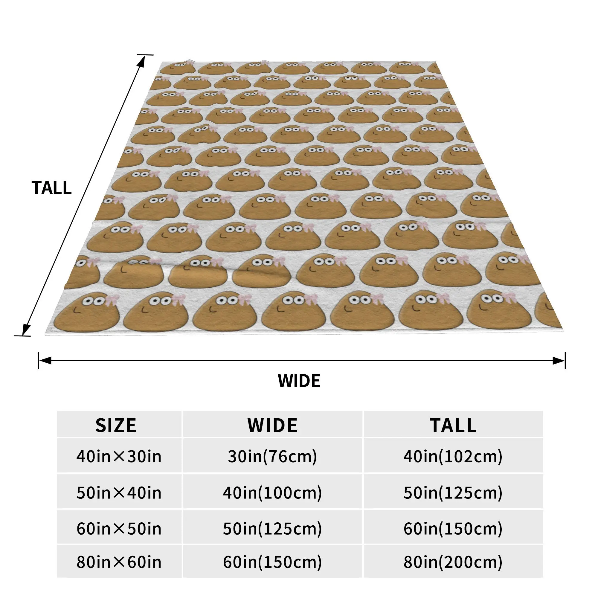 Classic Pink Bow Pou Smiling Pou Brown Alien Mobile Pet Blanket Fleece Sofa Throw Blanket for Home Office Throws Bedspread Quilt