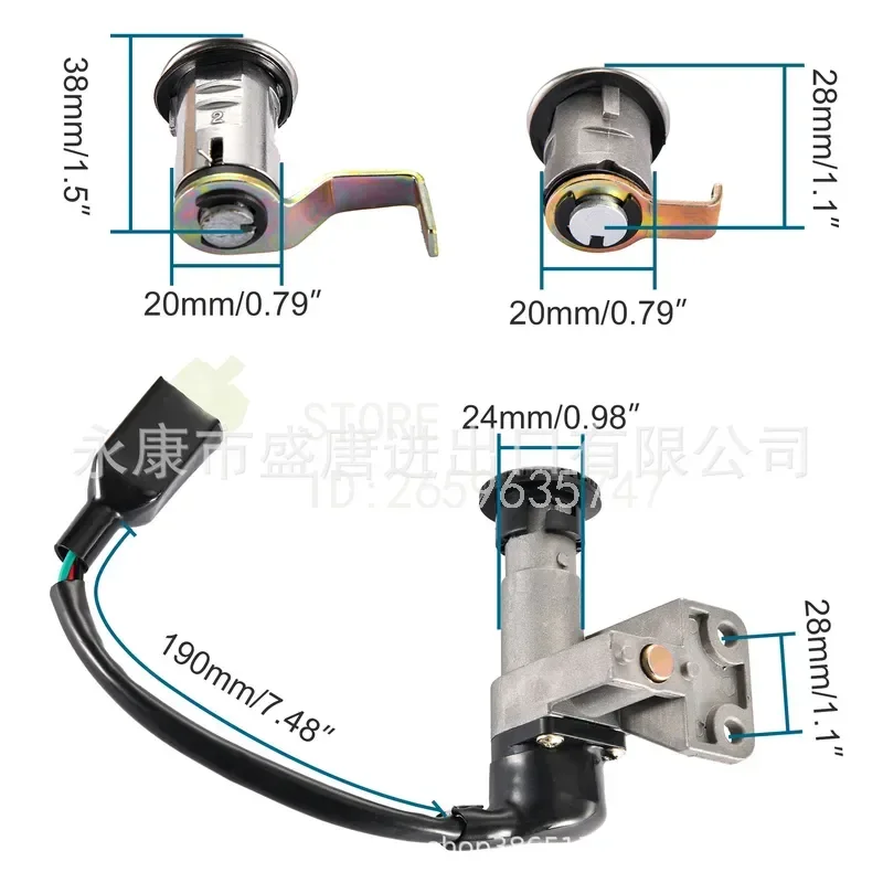 Ignition Switch Key Assembly for GY6 49cc 50cc Moped  50QT-21