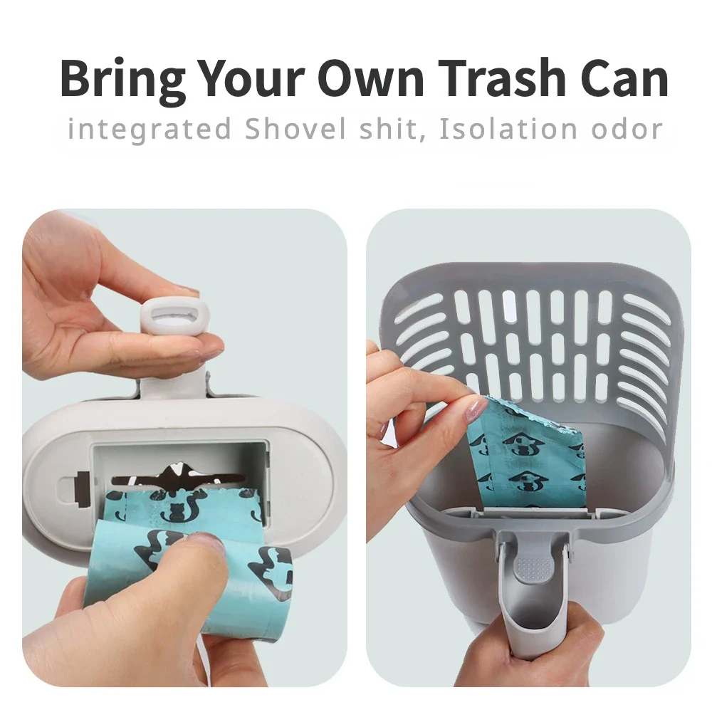 2 in 1 Detachable Shovel Sand Cats Toilet with Auto Baffle Set Kitten Cleaning Shovel Sand Litter Scoop Pickup Bag Cat Supplies - view 5