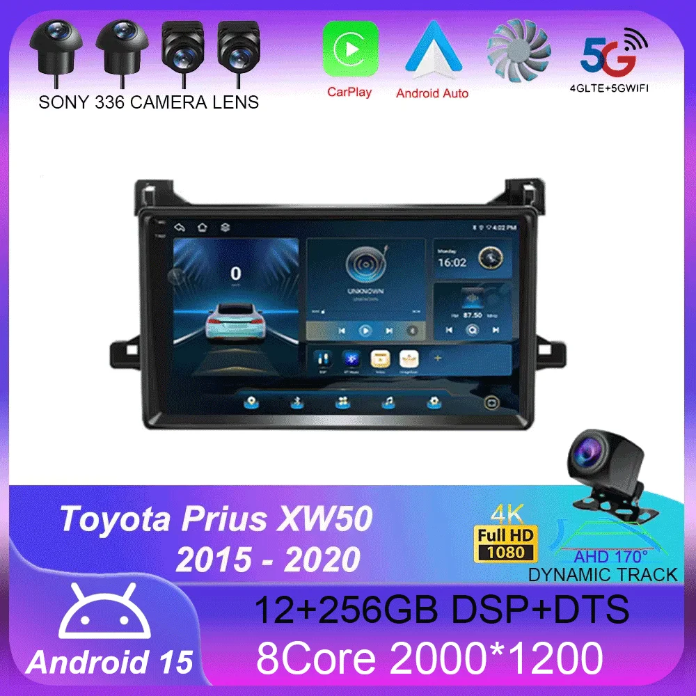 

Android 14 Carplay Auto для Toyota Prius XW50 2015 2016 2017 2018 2019 2020 Автомобильный радиоприемник Мультимедийный видеоплеер Навигация GPS 4G