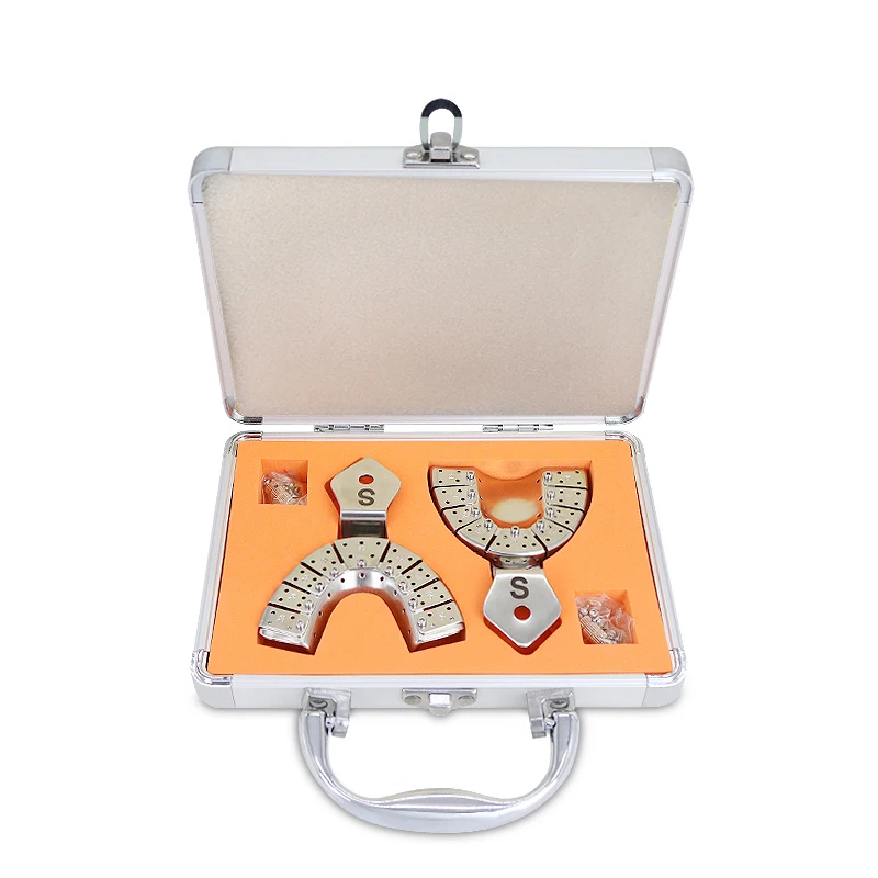 6Pcs/Set Dental Impression Stainless Steel Trays Sets  Equipment Autoclavable Dentist Lab Tools Dental Tray Teeth Holder S/M/