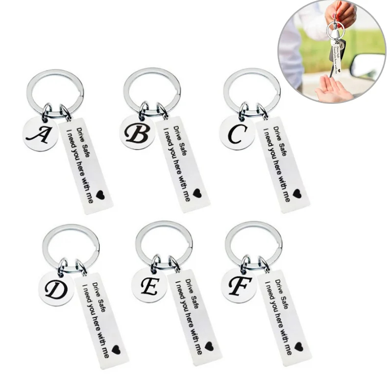 Drive Safe Keychain I Need You Here With Me Charming Keychain A-Z Acronym Alphabetical Name Keychain Car & Safe Driving Gift