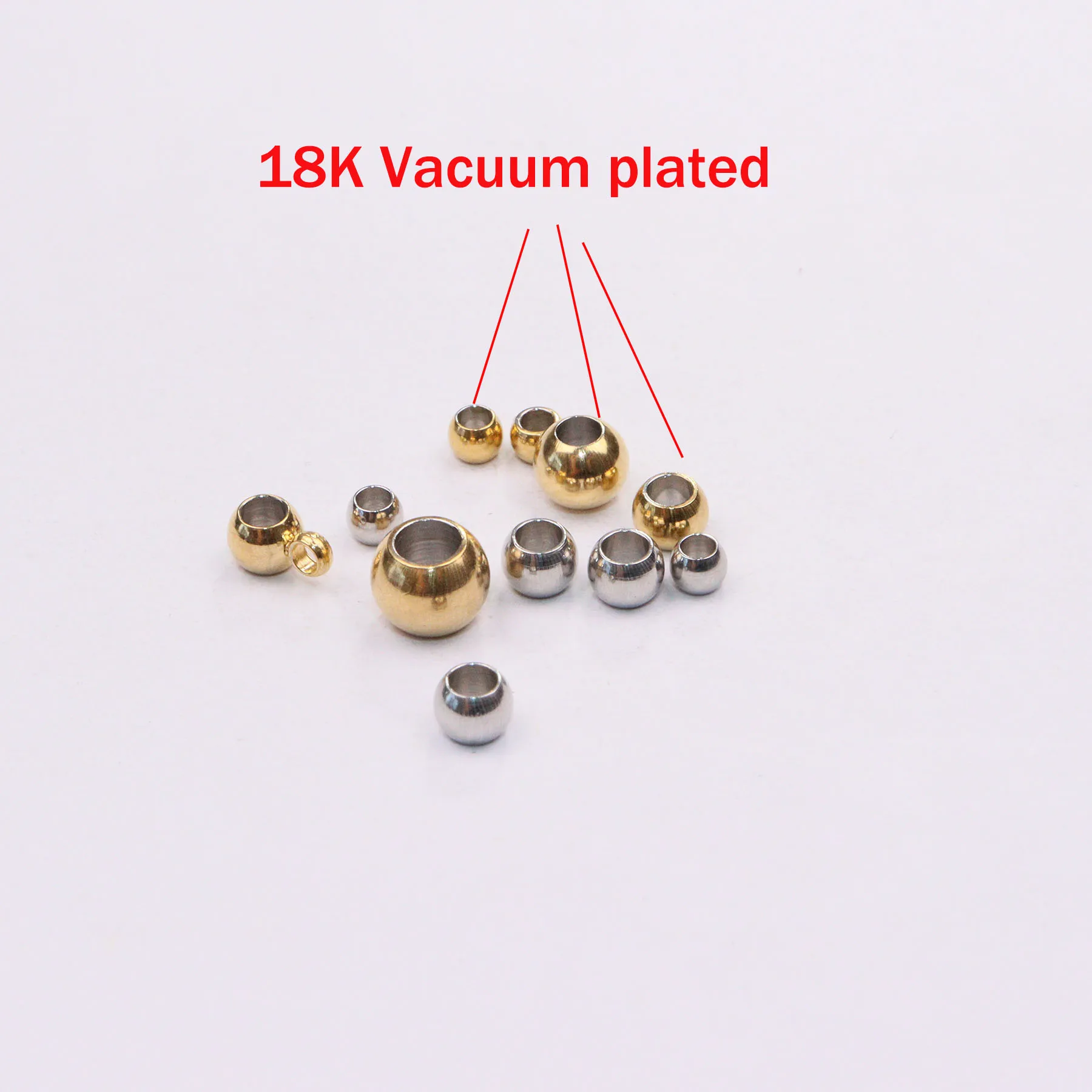 30/50pcs 3/4/5/6mm Stainless Steel Vacuum Big Hole Stopper  Antiallergic Unfading DIY Fashion Jewelry Lead/Nickle Free