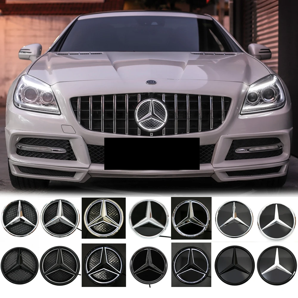 Illuminated Star Badge Car Front Grill LED Emblem Light  For Mercedes Benz CLS W218 W205 W176 W212 W117 W207 W166 3D Mirror Logo