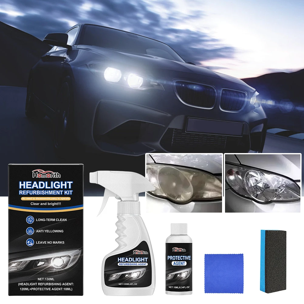 

Automotive Headlight Restoration Kit with Wipe & Sponge Car Headlight Restoration Polishing Kits Car Light Polisher
