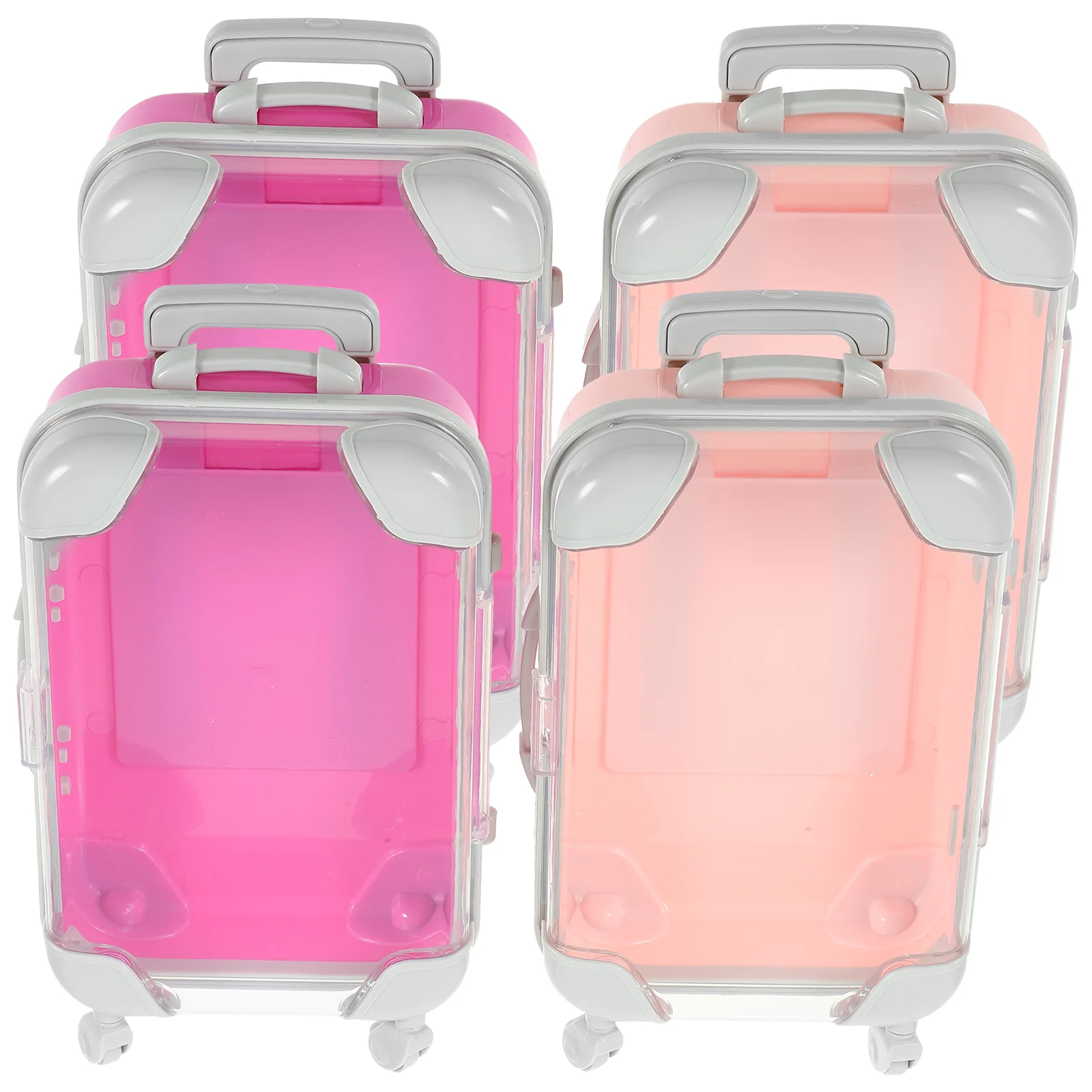 4 Pcs Simulation Trolley Case Small Suitcase Women Mini Bag Container Purse Plastic Travel Hard Shell Luggage