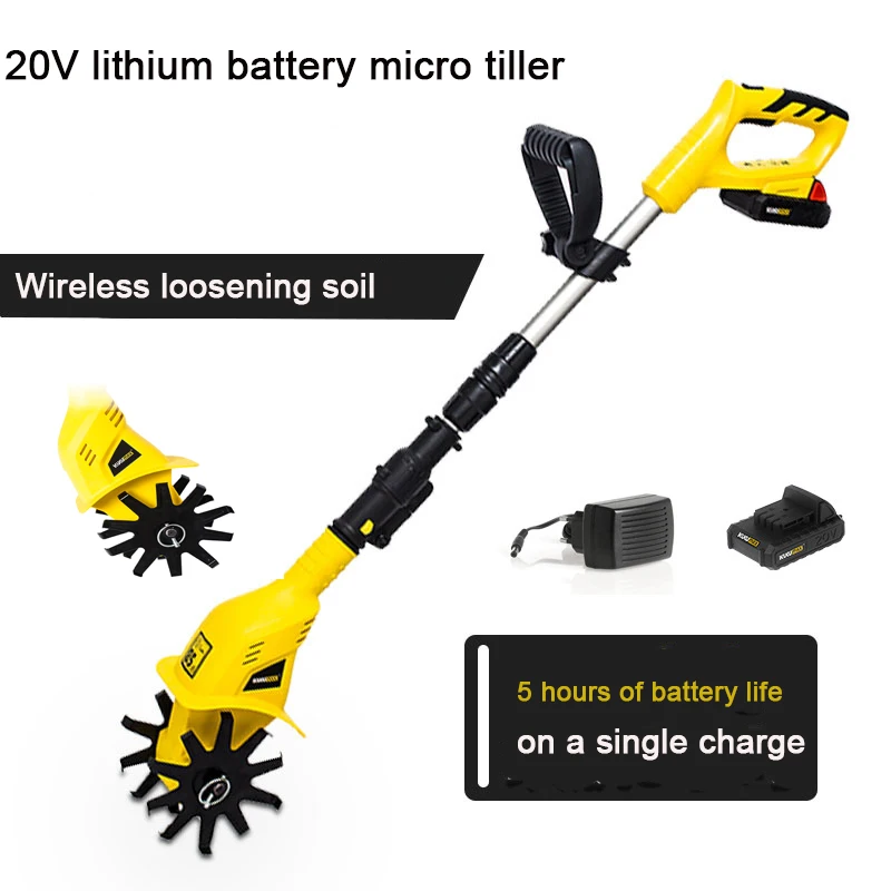 Handheld Tiller Garden Rotary Cultivator Machine 20V Cordless Garden Power kit Professional Portable Cultivator Garden ToolS