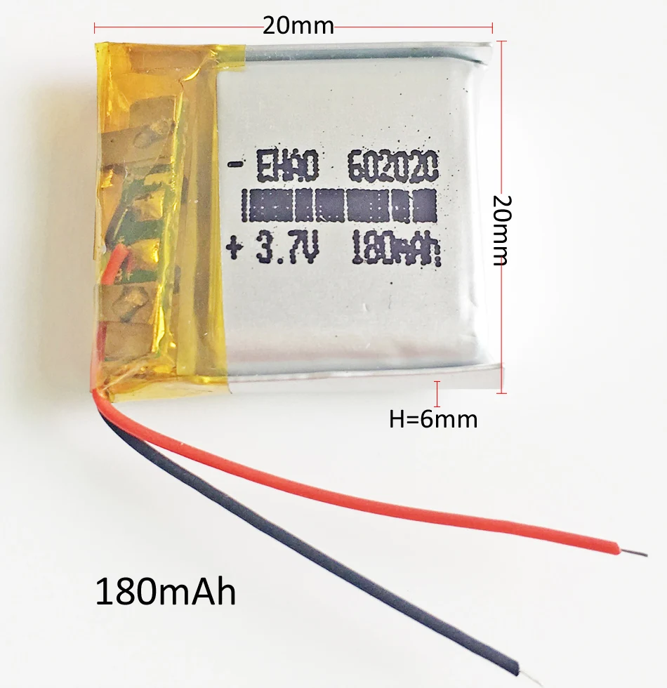 Lithium Polymer Battery 602020 3.7V 180mAh LiPo Rechargeable Replacement Cell For Smart Watch Bluetooth Speaker Headset