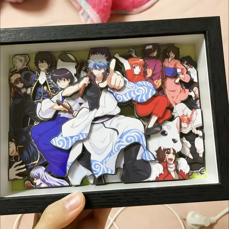

Gintama 3D Decorative Painting Sakata Gintoki Figure Handmade Decorative Picture Frame Anime Peripherals Desktop Decoration Gift