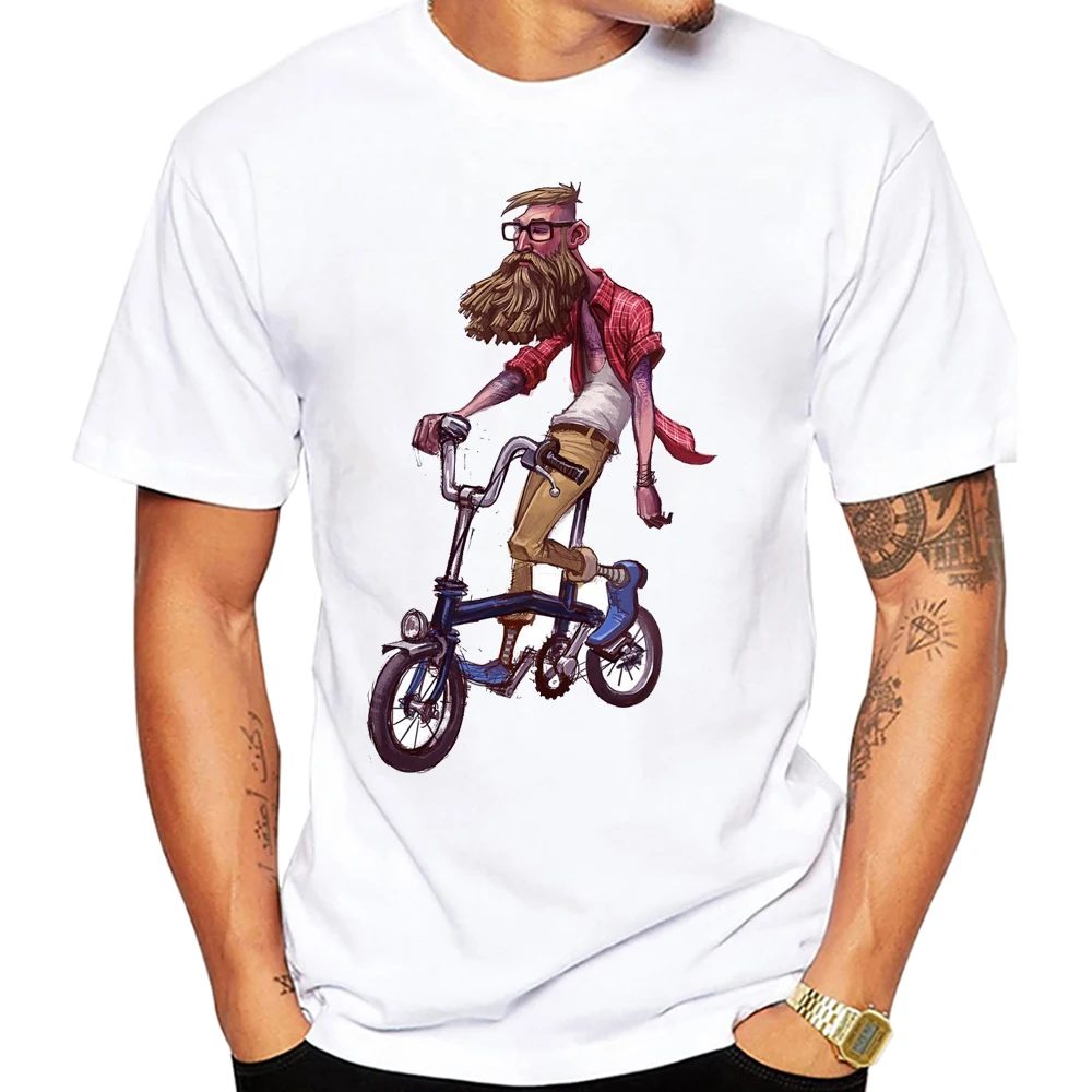 

Dad Fixed Gear Bike Cartoon Cycling T-Shirt New Summer Men Short Sleeve Road Bicycle Sport Man White Casual Tees Hip Hop Boy Top