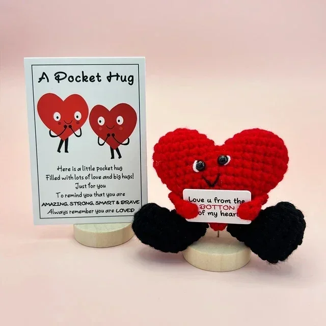 الطاقة الإيجابية عناق جيب صغير اليدوية أفخم الصوف الحياكة دمية مع بطاقة هدية الكريسماس غرفة المنزل الديكور الحلي الحاضر #6