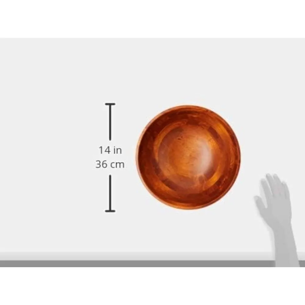 وعاء تقديم كبير من خشب الكرز للفواكه والسلطات، قطر 13.75 بوصة × ارتفاع 5 بوصة، لمسة نهائية آمنة للطعام