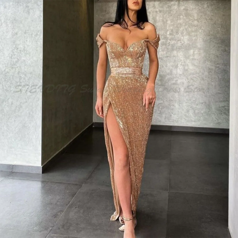 

Elegant Evening Dresses Off The Shoulder A Line Floor Length Backless High Quality Marriage Evening Banquet Prom Female Gowns