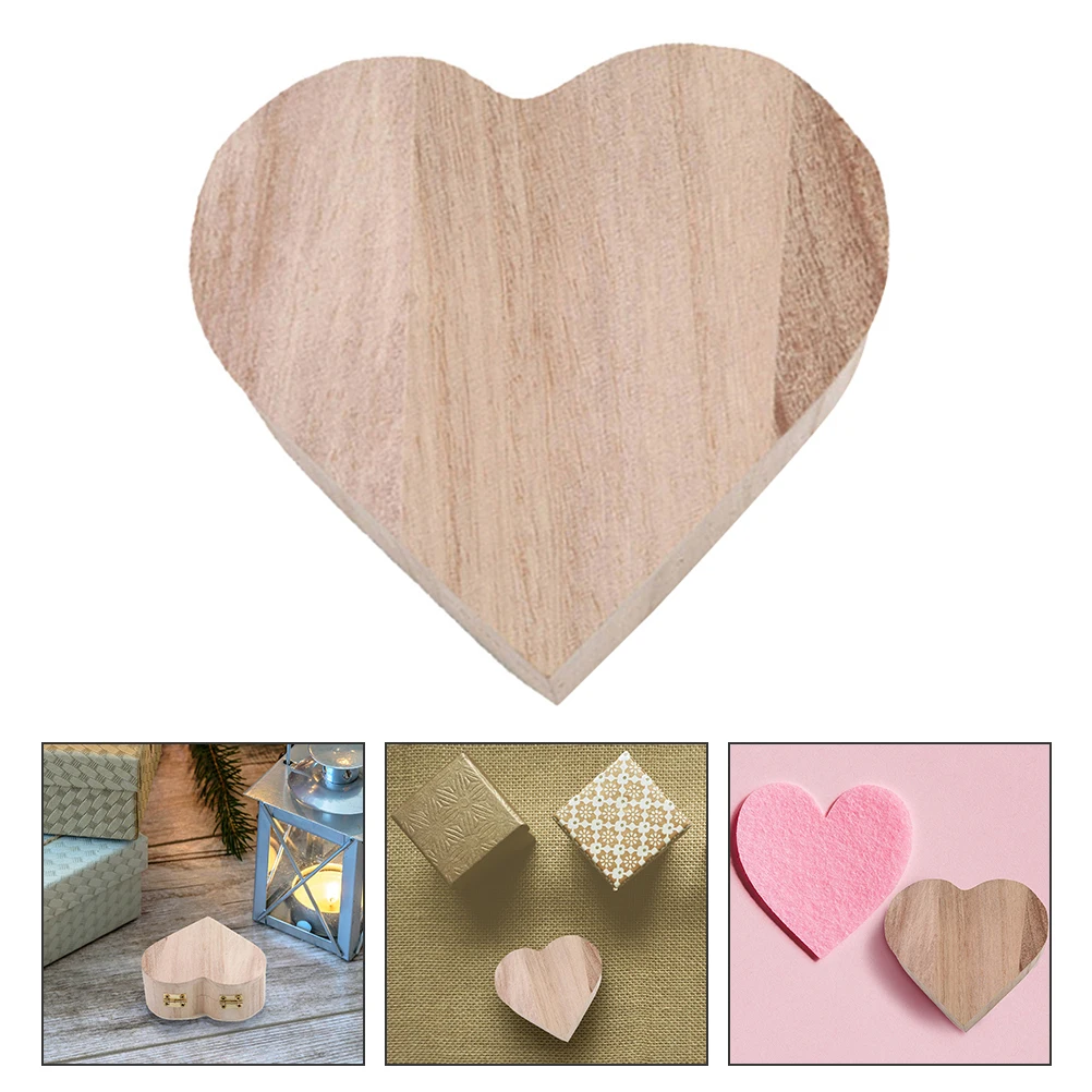 

2 pcs Heart Shaped Wooden Box Mini Jewelry Container Necklace Storage Display Boxes Protective High-end Organizer Small