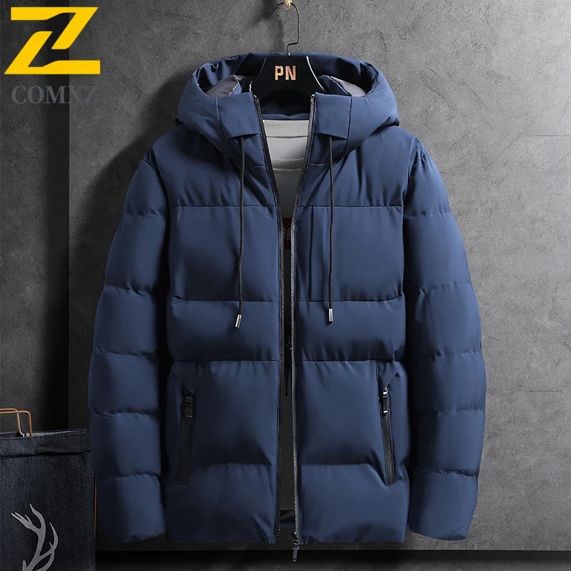 Men's Bread Jacket Thickened Hooded Winter Warm Windproof Cycling Bread Jacket Hiking Travel Skiing Outdoor Casual Winter Jacket
