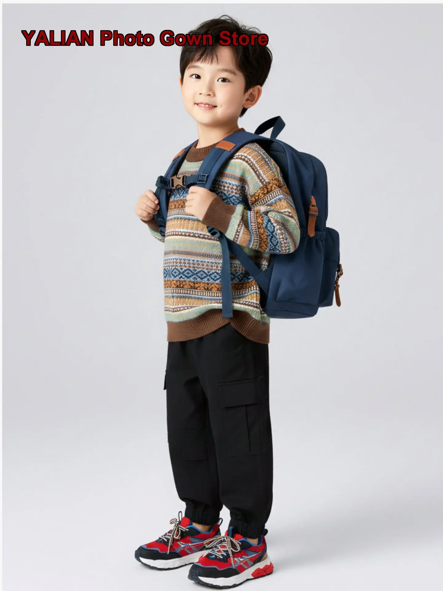 Boys Round Neck Striped Contrast Color Knit Top Kids 2025 Winter
