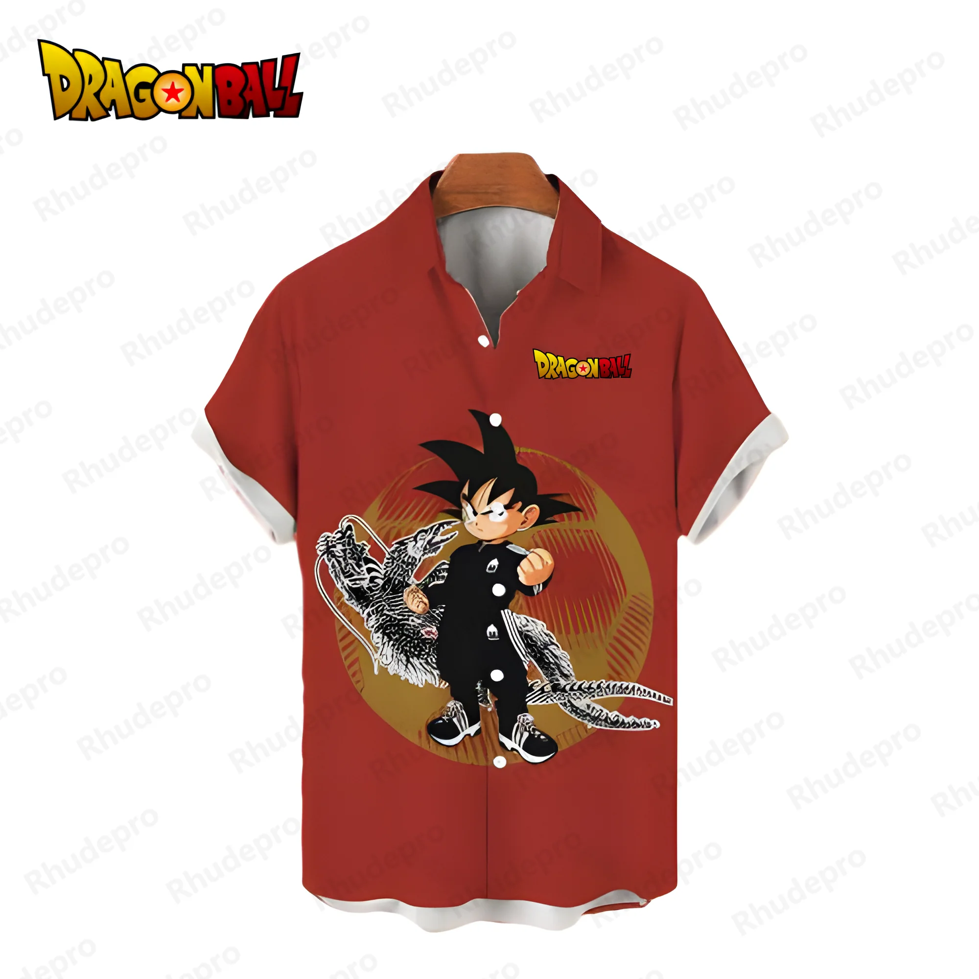 Dragon Ball Z Herren hemden Vegeta Beach Style Harajuku Herren Social Shirt Sommer Bluse Tops Kurzarm Mode Y2k Anime