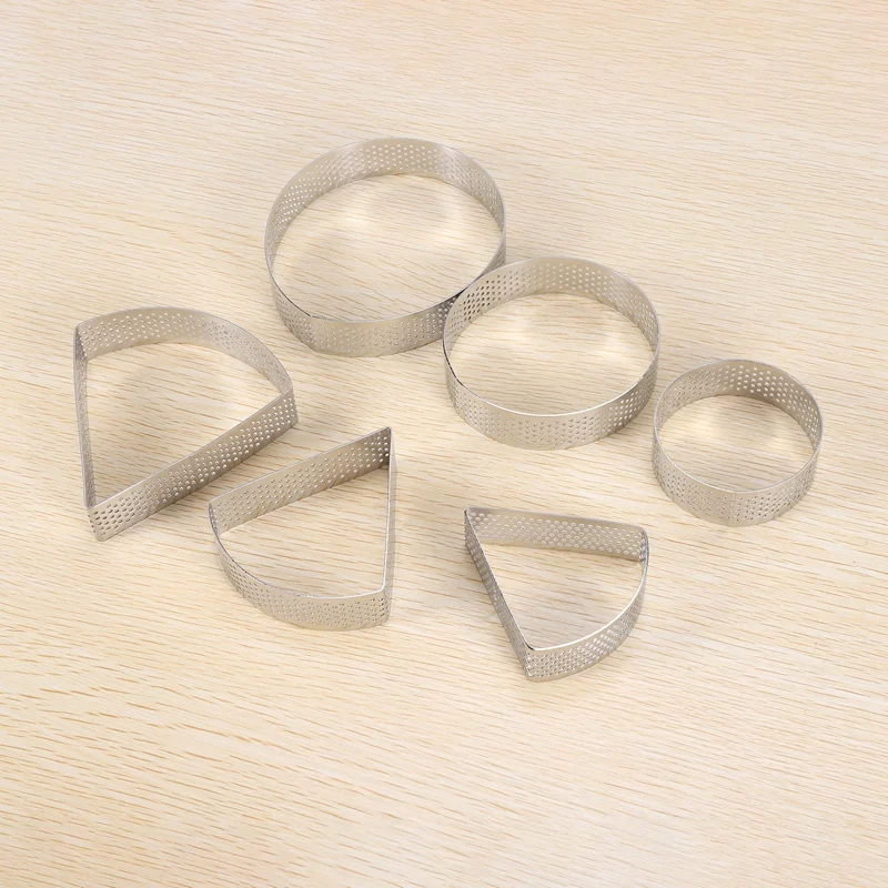 Stainless Steel Perforated Tart Rings,Heat-Resistant Porous Cake Mousse Molds Ring,Non-Stick Bottom Tower Pie Cake Rings