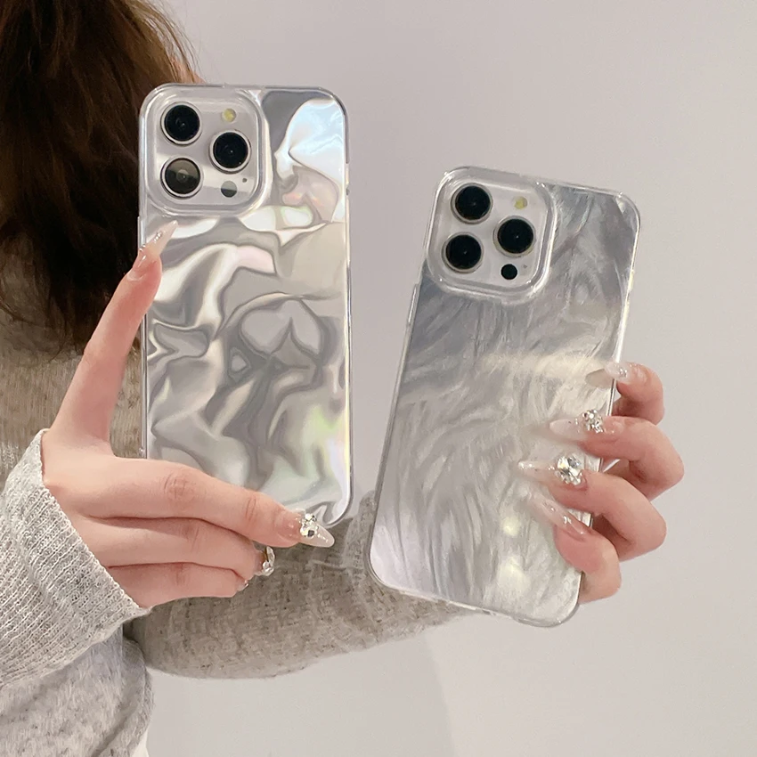 حافظة هاتف ملونة انبهار بالليزر لهاتف آيفون 16 15 14 13 برو 12 11 ماكس تموج الماء 16 برو 17 برو 15 برو حافظة هاتف صلبة 14 برو ماكس