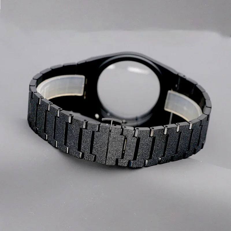 Black Watch Case Super Player PRX Grit Nail Sand Effect  with Sapphire Glass Fit NH34 4R35 4R36 NH35 NH36 Movement Case Gift