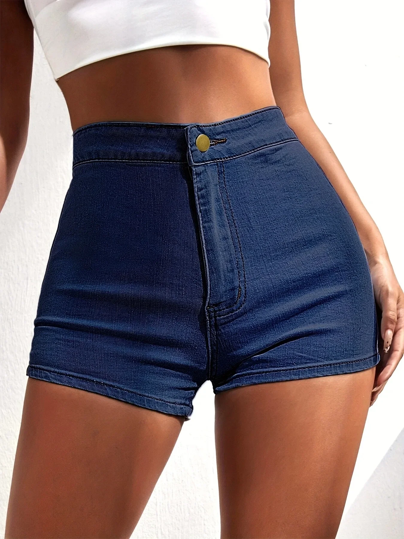 Women's Shorts 2024 Summer Fashion High Waist Stretch Solid Denim Shorts Casual Street Wear Y2K Girls