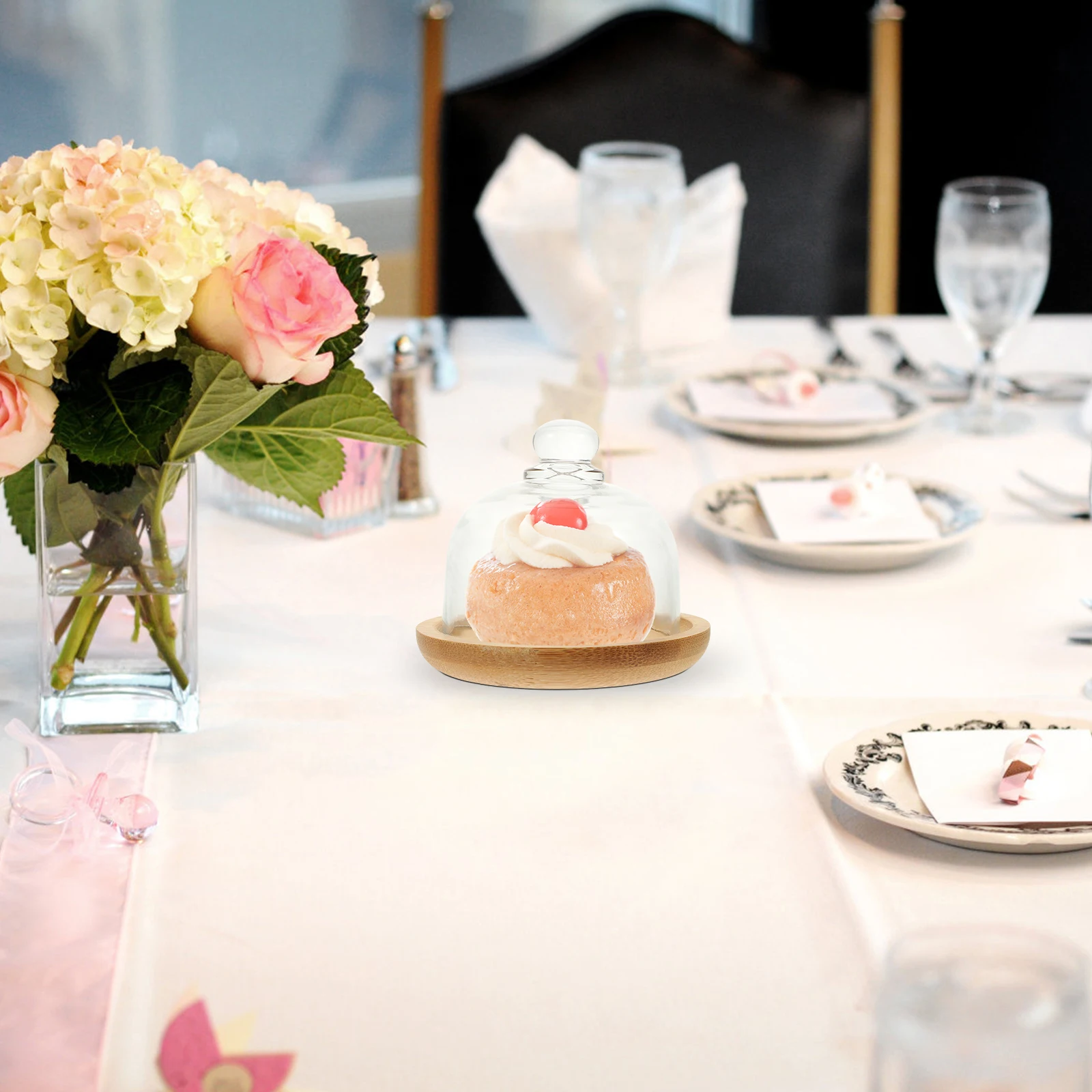 

1PC Glass Tray Lid Rectangular Sturdy Transparent Food Display Storage Plate Family Party Wedding Dome Cake Pan Round Cake Plate