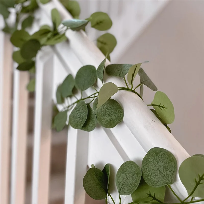 

B28C-24PCS Artificial Greenery Garland Faux Eucalyptus Leaves Table Garland Vines For Wedding Backdrop Table Arch Green