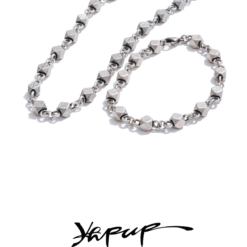 Yhpup الرجال الفولاذ المقاوم للصدأ اليدوية سلسلة بيان قلادة سوار خمر موضة فضية اللون سحر مقاوم للماء مجوهرات هدية #1