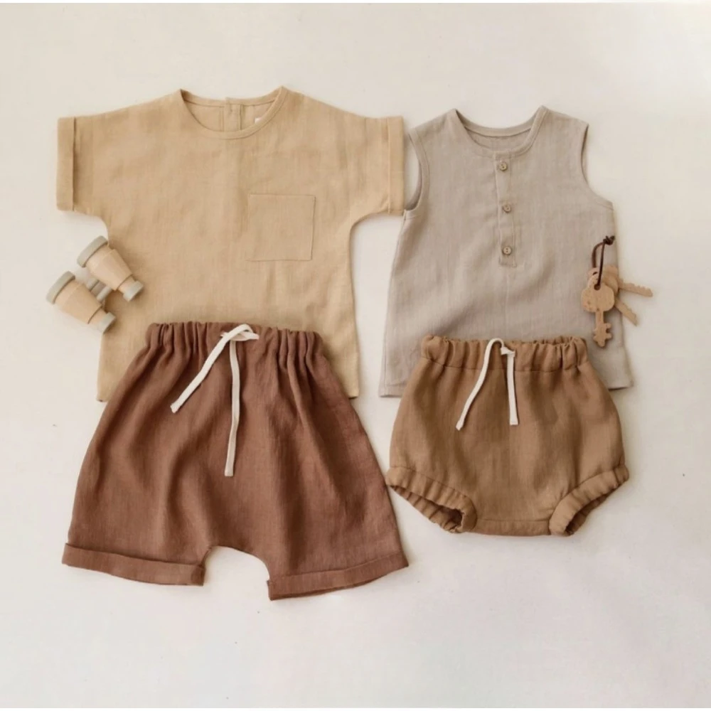 Summer Toddler Boy Sets Linen Shirt Shorts Sets for Kids Children Two Pieces Fashion Boys Clothes