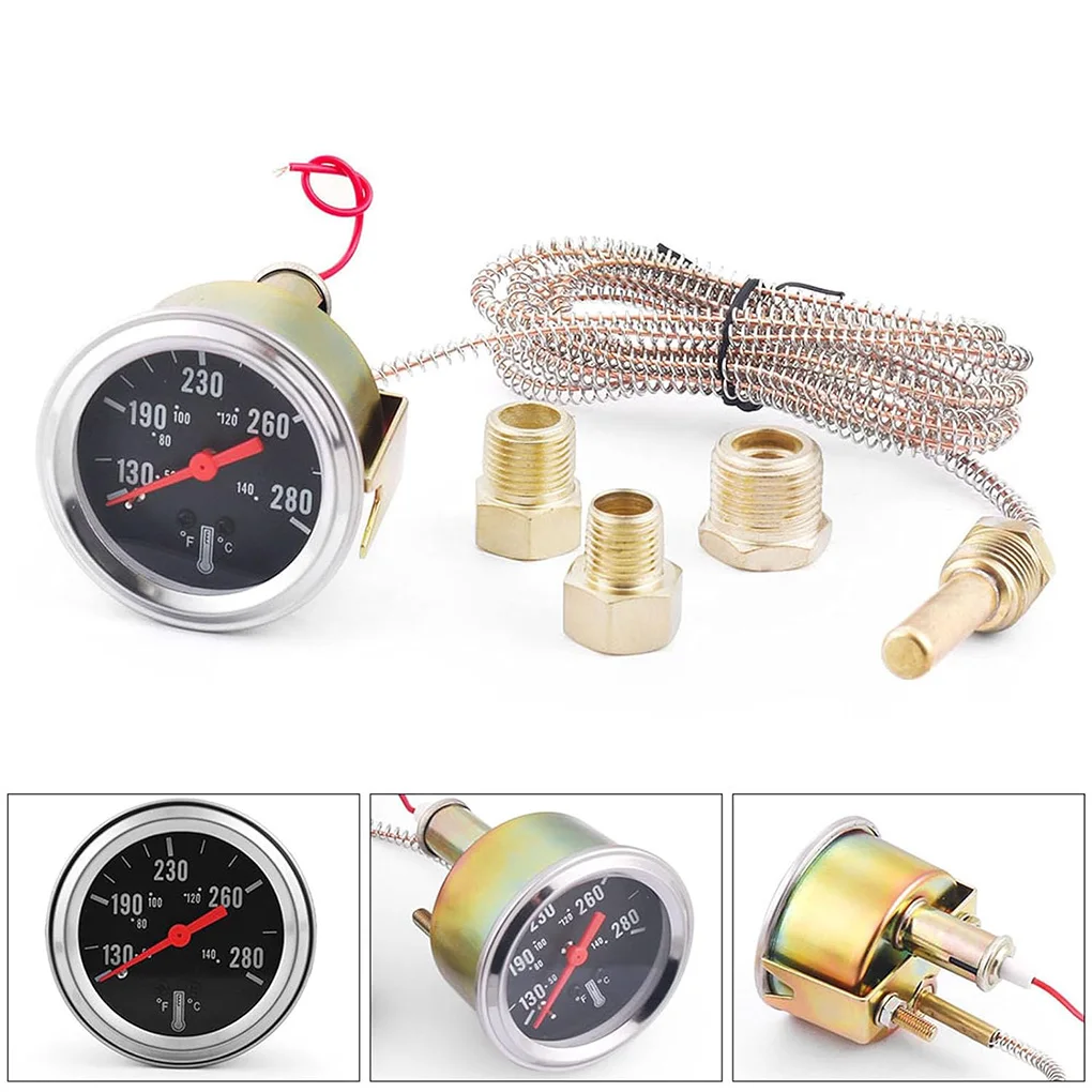 2 52mm 12V Pointer Mechanical Water Temperature Temp Gauge 50-140℃ Water Temperature Temp Gauge 2