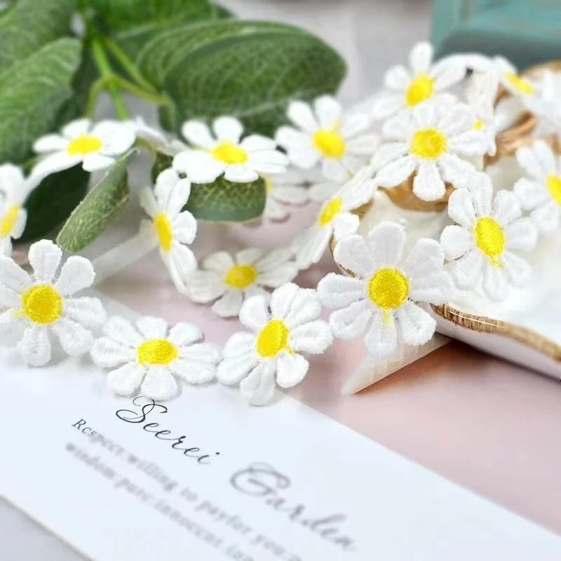 2.5cm wide daisy Water Soluble Embroidery Lace Clothing Accessories Milk Ribbon Hat Bag Headdress Clothes Diy Decoration