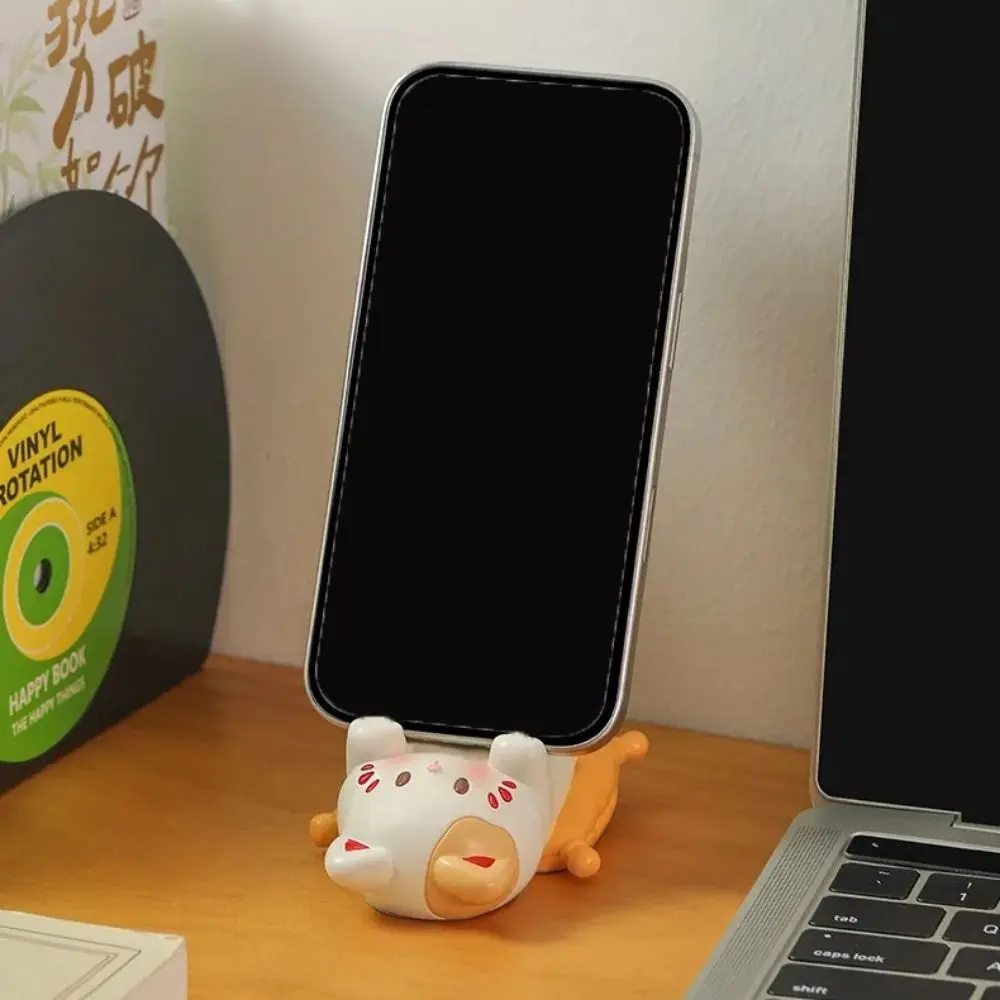

Статуэтка, миниатюрные предметы, держатель для телефона Lucky Cat, изделия из смолы, изысканная подставка для мобильного телефона с животными, реалистичный китайский стиль