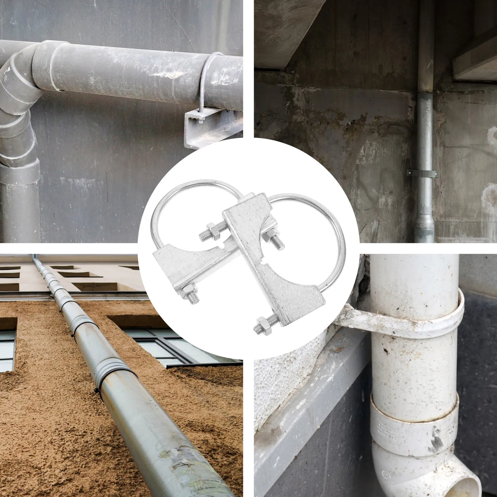 Poultry Water Pipe Clamps 2Pcs U Shaped Hoop Buckles for Farm Feeding Systems Pipe Fixing Accessories