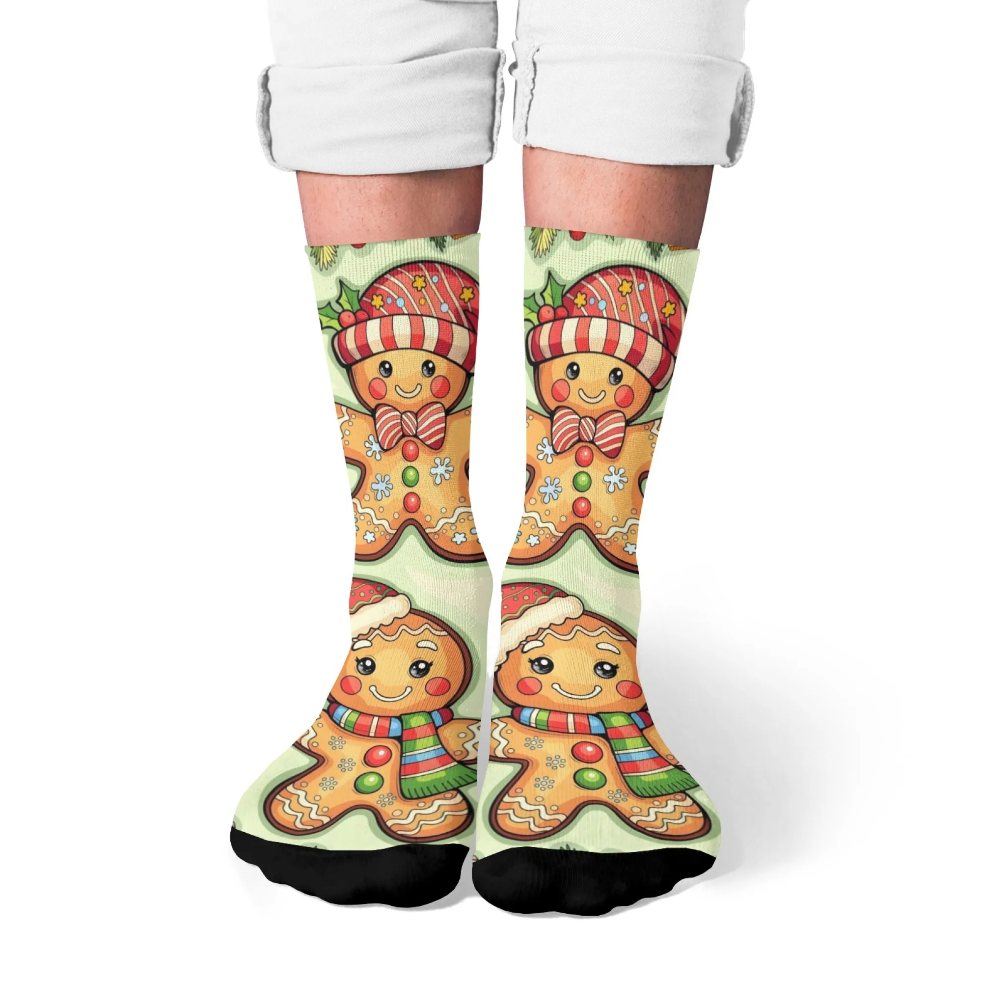 Christmas Gingerbread Man Happy Socks Novelty Funny Men's Socks Harajuku Style Unisex Casual Fashion Hip-Hop Cartoon Cute Socks