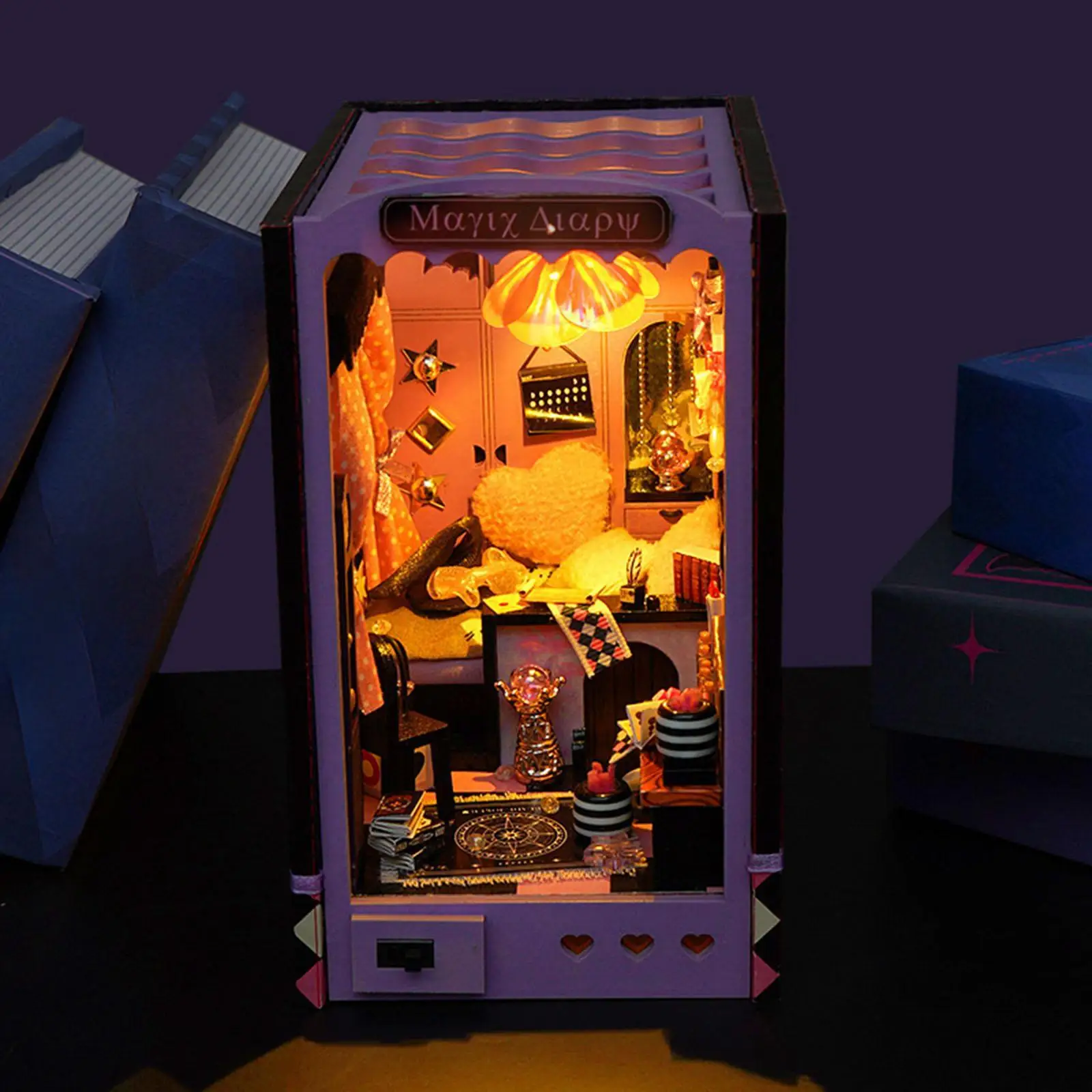 

DIY Bookend Miniature Kits Wooden Dollhouse DIY Furniture for Bookshelf Desk