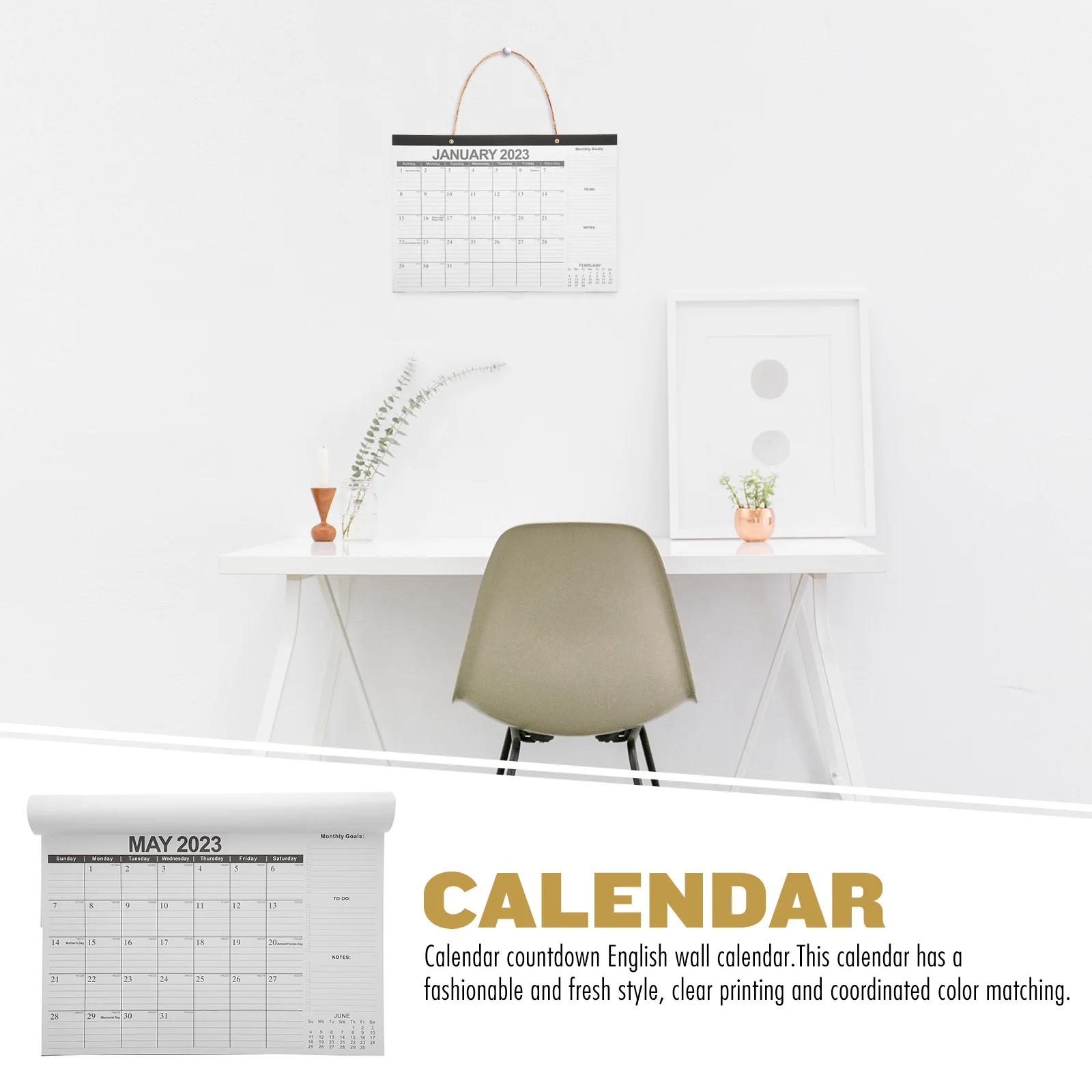 

День Календарь Ежемесячный Настенный Английский Планировщик Украшения Повестка дня Модный