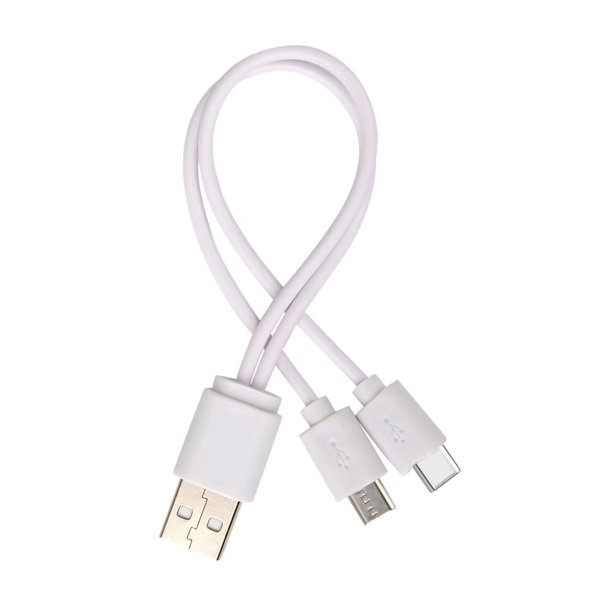 Łatwe do przenoszenia 20cm USB męski do 2x typ C Y kabel do ładowania dla dwóch bateria do telefonu Dual typu C Usb