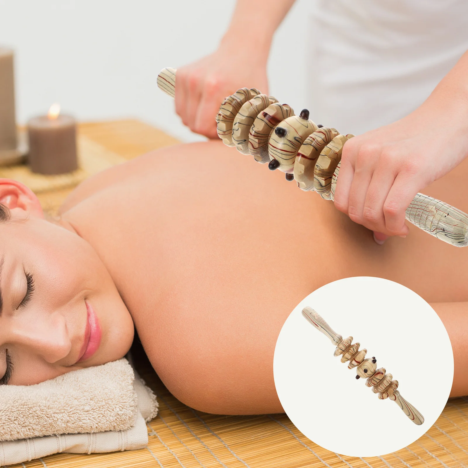 

1Pcs Wooden Roller Belly Massager Full Body Massage Stick Yoga Relax Rod Muscle Roller Handheld Multifuntional Health-Preserving