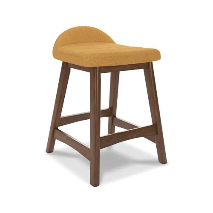 Lyncott Contemporary 24.25" Seat Height Counter Height Upholstered Bar Stool with Foam Cushion 2 Count Mustard Fabric Solid Har