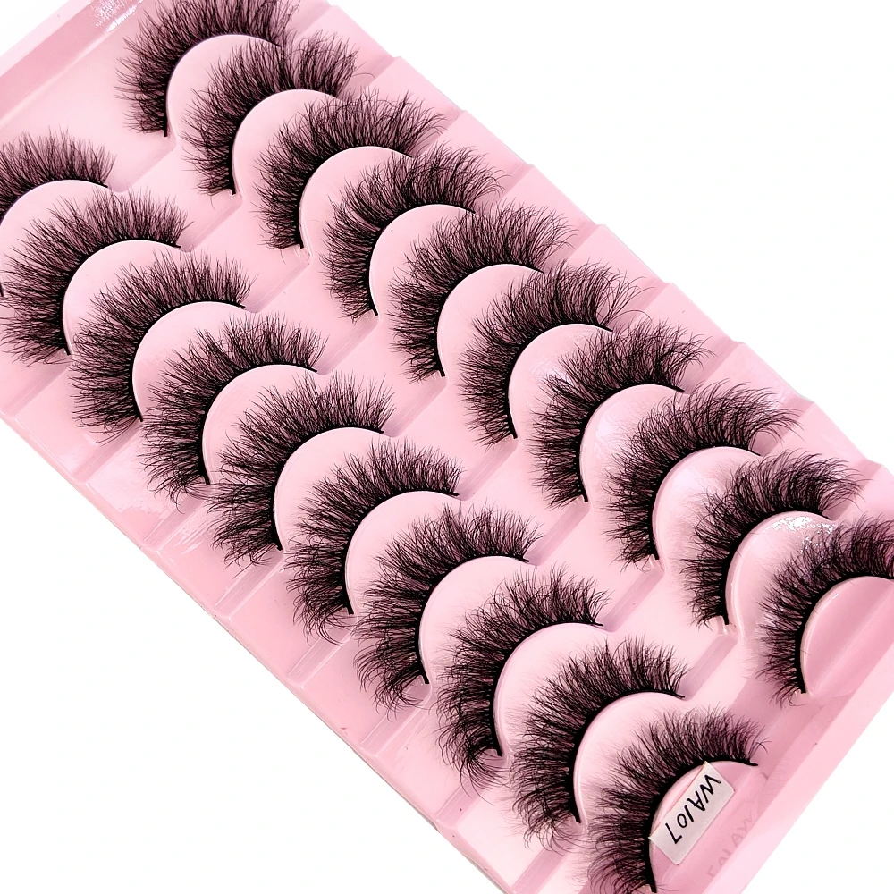 New 10Pairs 3D Faux Mink Hair False Eyelashes Natural Messy Eyelash Crisscross Wispy Fluffy Lashes Extension Big Eye Fake Lashes