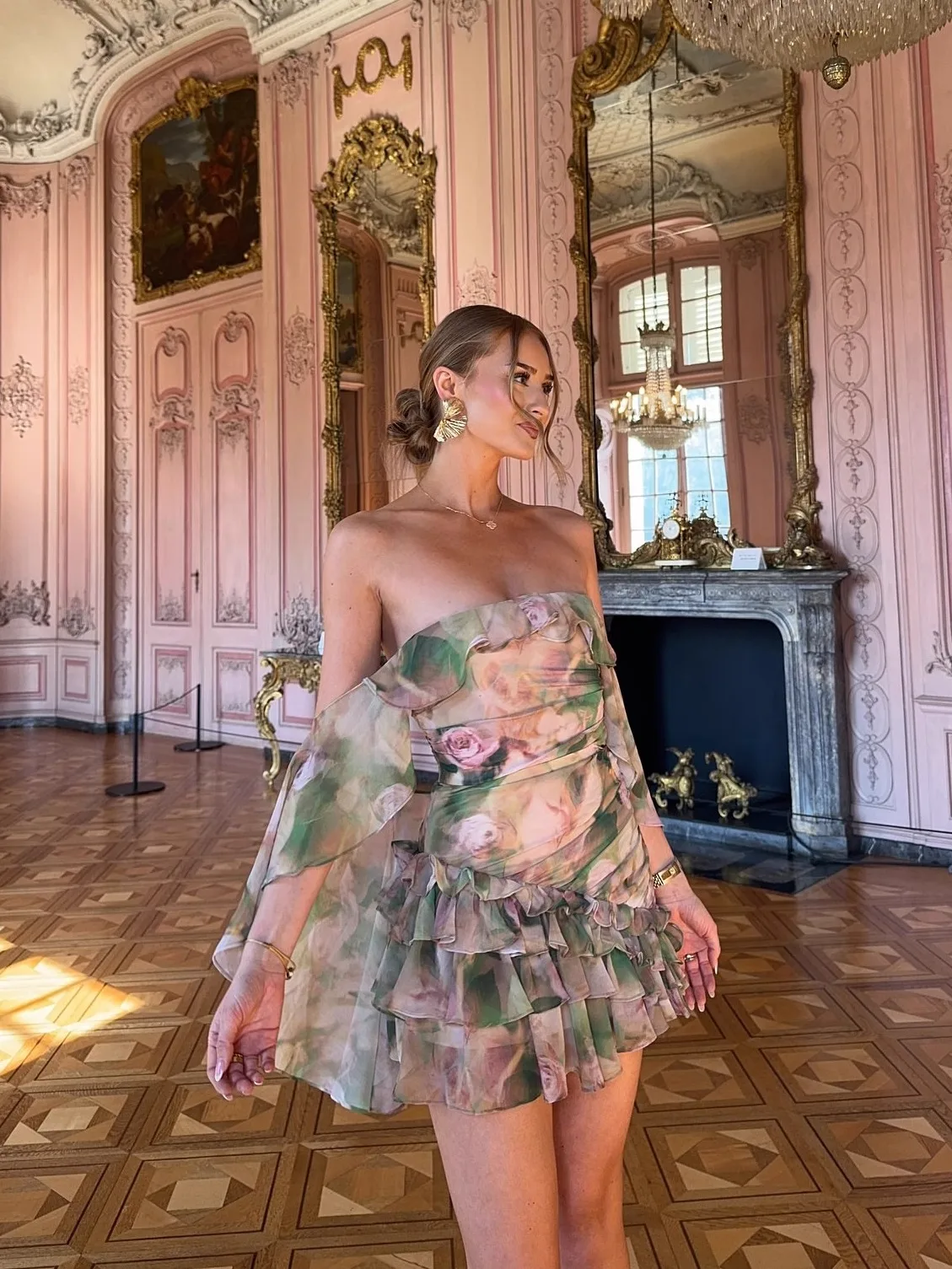 

AcuDA Retro Floral Print ter Dr Women's Slimming ort Skirt Holiday Dr High Waist Zipper Sle Sweet Sle Polyeste...