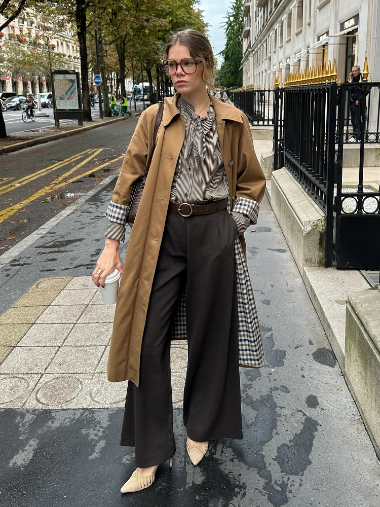 

UK Fashion Shop Plaid Lining Double-Sided Trench Coats Woman Free Shipping Clearance Women's Autumn Coat Jacket Korean Outerwear