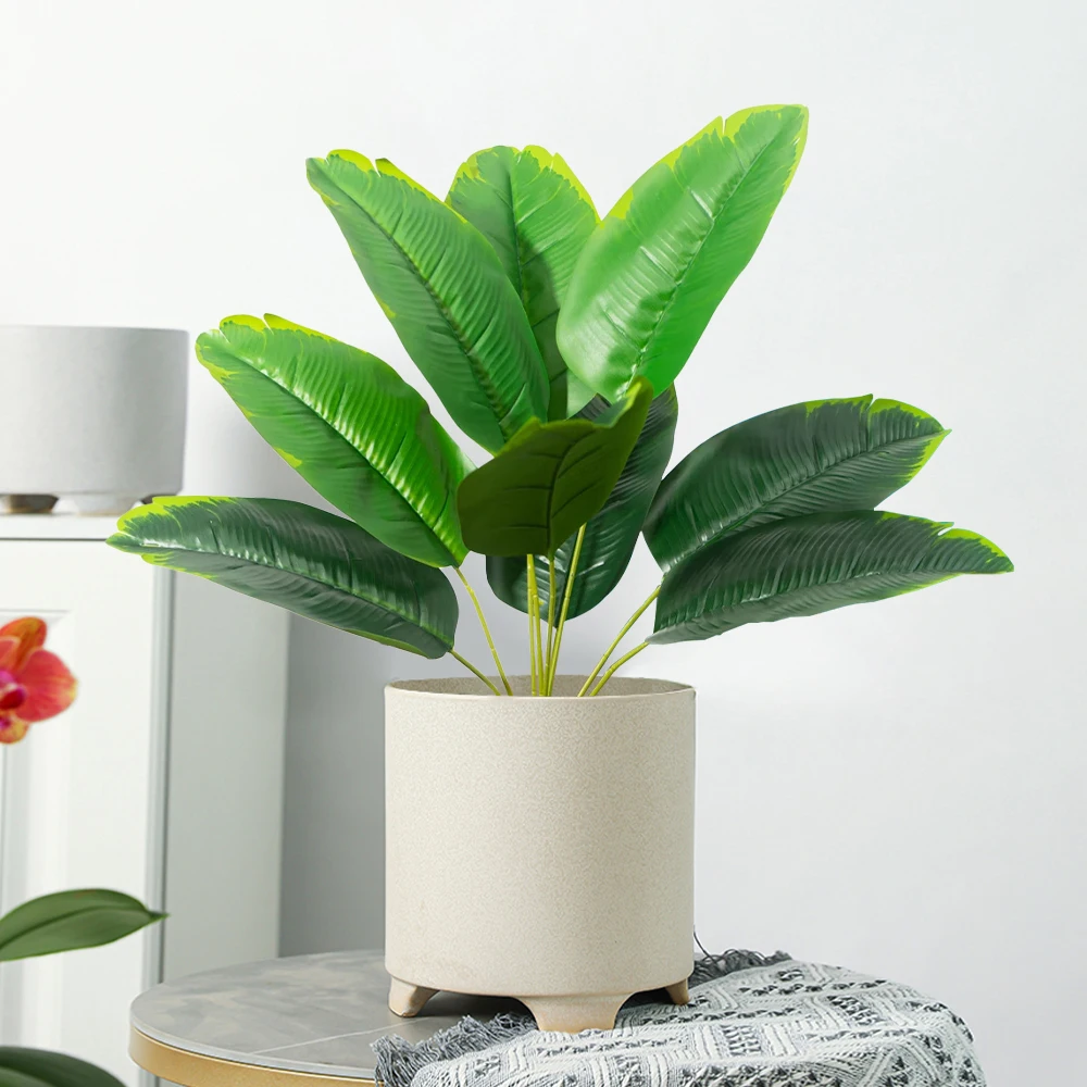 40-52 cm 9 foglie di tartaruga tropicale artificiale pianta posteriore finta ramo di palma foglie di banana verde in plastica per la decorazione dell'ufficio del giardino di casa