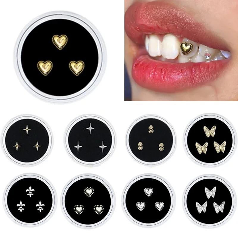 3 sztuk/pudło klejnoty do zębów dentystycznych piękno metalowy ząb kryształowa biżuteria ozdoby dekoracja zębów dekoracja jamy ustnej