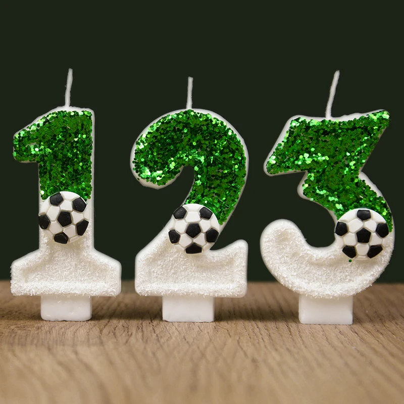 

Football Cake Candles Decorations Numbers Cake Topper Kid's Soccer Sports Theme Birthday Party Decor Dessert Baking Accessory